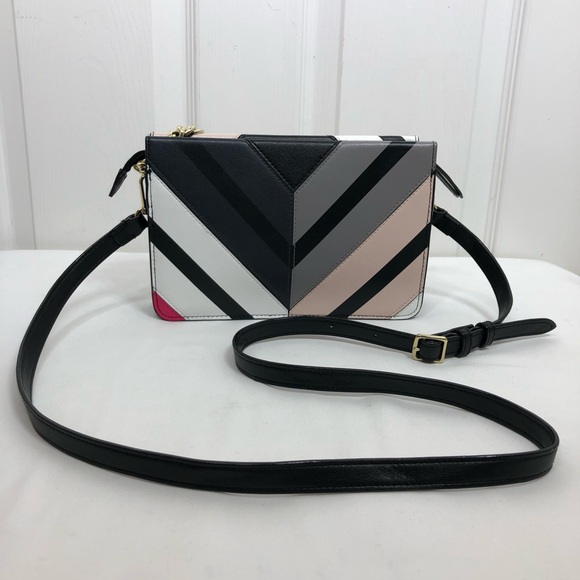 Victoria’s Secret Faux Leather Multicolor Chevron Removable Strap Crossbody Bag - Picture 4 of 15